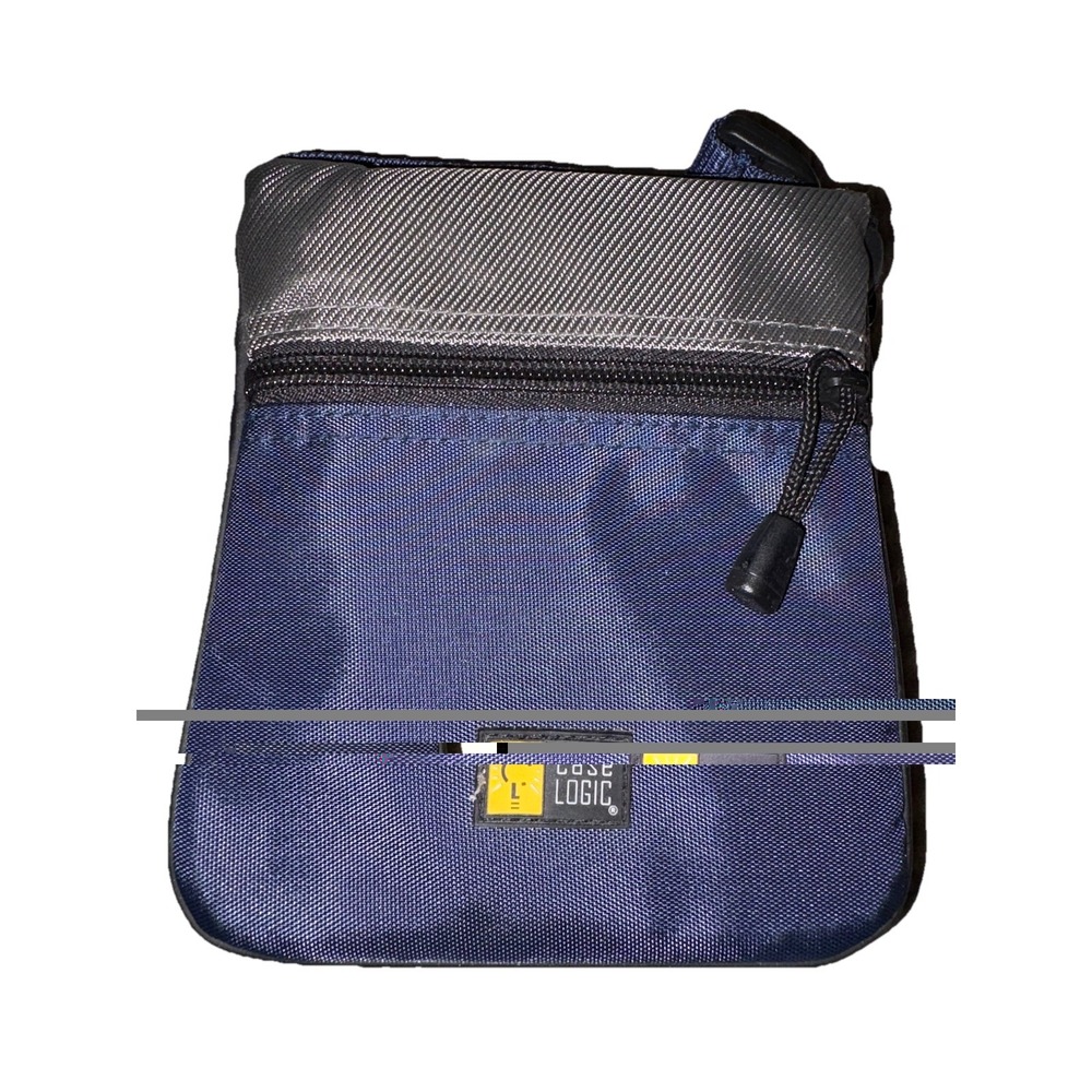 VTG Case Logic Portable CD Player Discman Camera Padded Zip Carry Bag Blue- Gray